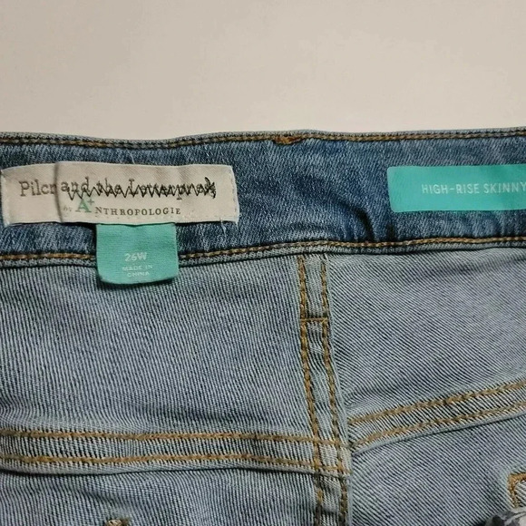 Anthropologie Pilcro High-Rise Distressed Skinny Jeans Size 26W Blue - Picture 5 of 11